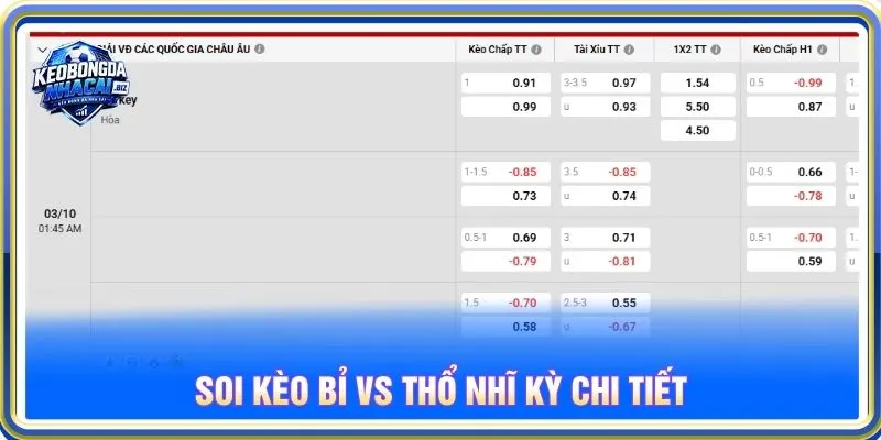 Soi kèo Bỉ vs Thổ Nhĩ Kỳ chi tiết